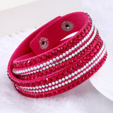 New Leather Rhinestone Crystal Wrap Multi-layer Bracelets for women