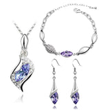 Elegant Luxury Design 18k Rose Gold Plated Colorful Austrian Crystal Drop Jewelry Sets