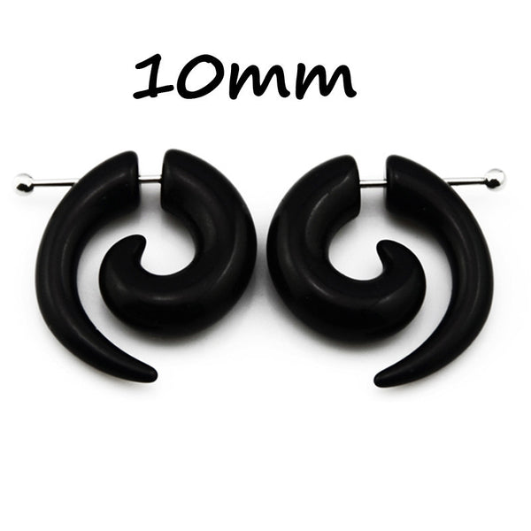 Pair Black Acrylic Fake Cheater Twist Spiral Ear Taper Gauges Expanders Earring Tunnel Plugs Piercing Body Jewelry