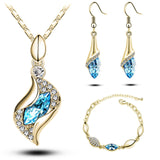 Elegant Luxury Design 18k Rose Gold Plated Colorful Austrian Crystal Drop Jewelry Sets