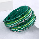 New Leather Rhinestone Crystal Wrap Multi-layer Bracelets for women