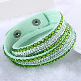 New Leather Rhinestone Crystal Wrap Multi-layer Bracelets for women