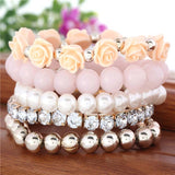 European Mix Beads Stretch Flower Temperament Bracelet