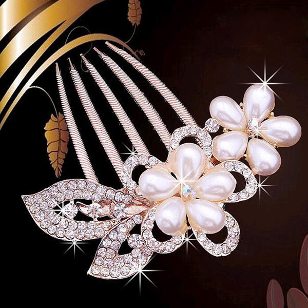 Bride Hairpin Peacock Pearl Flowers Crystal Rhinestone Flower hairpin