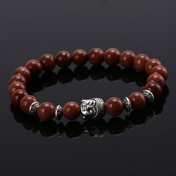 Natural Stone Buddha Beads Bracelet Elastic Rope Chain charm bracelet