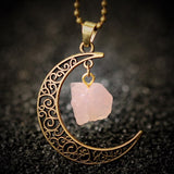 Vintage Moon Necklace Irregular Natural Stone Pendants