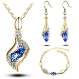 Elegant Luxury Design 18k Rose Gold Plated Colorful Austrian Crystal Drop Jewelry Sets