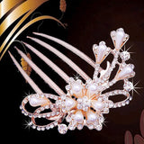 Bride Hairpin Peacock Pearl Flowers Crystal Rhinestone Flower hairpin