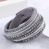 New Leather Rhinestone Crystal Wrap Multi-layer Bracelets for women