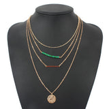 Turquoise Crystal bead Multi Layer gold necklaces & pendants