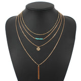 Turquoise Crystal bead Multi Layer gold necklaces & pendants