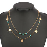 Turquoise Crystal bead Multi Layer gold necklaces & pendants