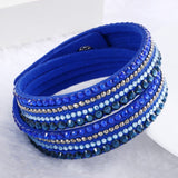 New Leather Rhinestone Crystal Wrap Multi-layer Bracelets for women