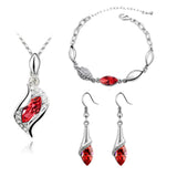 Elegant Luxury Design 18k Rose Gold Plated Colorful Austrian Crystal Drop Jewelry Sets