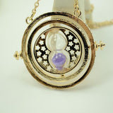 Harry Potter Time Turner Necklace Rotating Spins Gold Hourglass