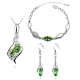 Elegant Luxury Design 18k Rose Gold Plated Colorful Austrian Crystal Drop Jewelry Sets