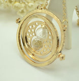 Harry Potter Time Turner Necklace Rotating Spins Gold Hourglass