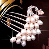 Bride Hairpin Peacock Pearl Flowers Crystal Rhinestone Flower hairpin