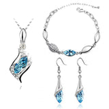 Elegant Luxury Design 18k Rose Gold Plated Colorful Austrian Crystal Drop Jewelry Sets