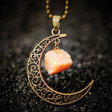 Vintage Moon Necklace Irregular Natural Stone Pendants