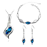 Elegant Luxury Design 18k Rose Gold Plated Colorful Austrian Crystal Drop Jewelry Sets