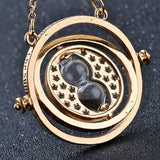 Harry Potter Time Turner Necklace Rotating Spins Gold Hourglass