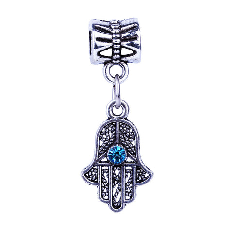 1Pc Fashion European Silver Blue Rhinestone Palm Charms Pendant