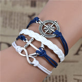 New Infinity Love Leather Owl Leaf Charm Handmade Bracelet