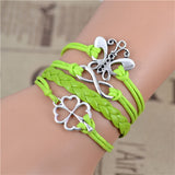 New Infinity Love Leather Owl Leaf Charm Handmade Bracelet