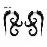 Pair Black Acrylic Fake Cheater Twist Spiral Ear Taper Gauges Expanders Earring Tunnel Plugs Piercing Body Jewelry