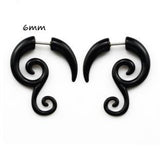 Pair Black Acrylic Fake Cheater Twist Spiral Ear Taper Gauges Expanders Earring Tunnel Plugs Piercing Body Jewelry