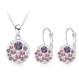 New Austrian Crystal Jewelry Set for Women 18K Rose Gold Plated Round Style Pendant/Earrings Sets