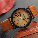 Simulation Wooden Quartz Men Watches Casual Wooden Color Leather Strap Watch