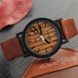 Simulation Wooden Quartz Men Watches Casual Wooden Color Leather Strap Watch