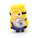 3D Eye Despicable Me minion Cartoon watch Precious Milk Dad Cute Children clock Baby kid Quartz Wrist Watches