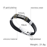 Cross Black Silicone Stainless Steel Spring Clasp Simple Design Bracelets