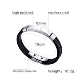 Cross Black Silicone Stainless Steel Spring Clasp Simple Design Bracelets