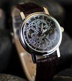 Men's Skeleton Mechanical Watch Winner Leather Luxury Fashion Casual Wrist Watch