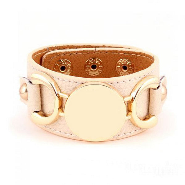 Rainbery New Monogram Leather Cuff Bracelet