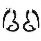 Pair Black Acrylic Fake Cheater Twist Spiral Ear Taper Gauges Expanders Earring Tunnel Plugs Piercing Body Jewelry