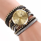 8 Colors Luxury brand Casual Leather Crystal Rivet Bracelet Watch