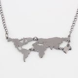 Gold Plated World Map Pendant Necklace For Women