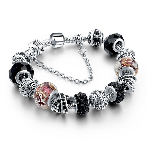 European Charm Silver Chain Bracelets & Bangles For Women