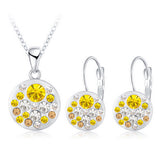 New Austrian Crystal Jewelry Set for Women 18K Rose Gold Plated Round Style Pendant/Earrings Sets