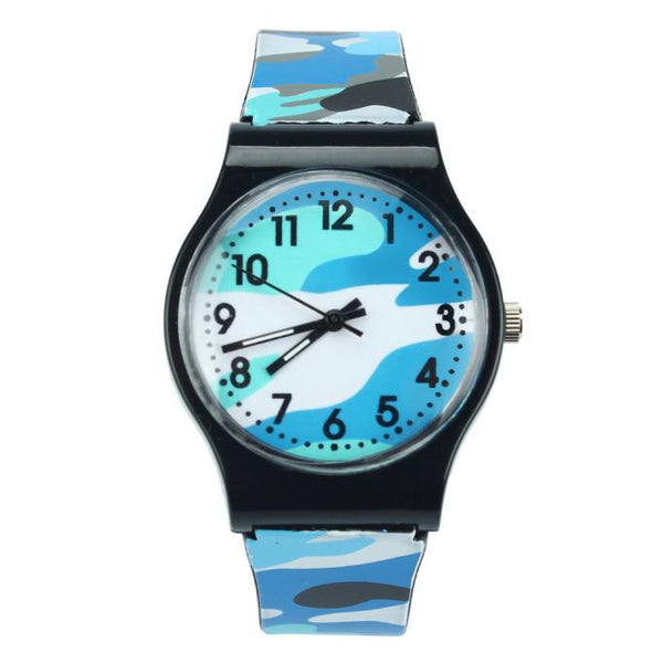 Newly Design Kids Boys Camouflage Watch Silicone Band Quartz Wrist Watches