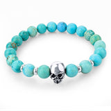 New Fashion Natural Skull Lava Stone Beads And Tiger Eye Stone Beads Men Bracelet