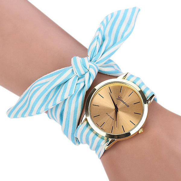 Women's Watches Fashion Casual Stripe Fabric  Bracelet Watch 3 Colors