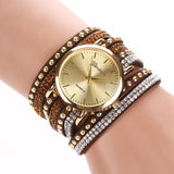 8 Colors Luxury brand Casual Leather Crystal Rivet Bracelet Watch