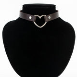 Sexy Punk Gothic Leather Heart Studded Spike Torques Necklace