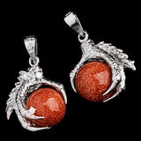 Silver Plated Dragon Claw Wrap Ball Beads Charm Pendant Necklaces